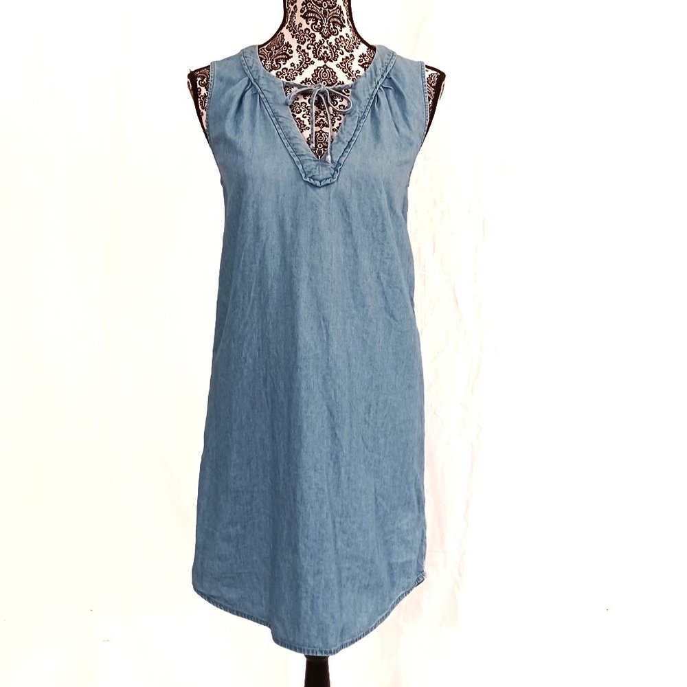 OLD NAVY Denim Look Cotton Sleeveless Shift Dress S